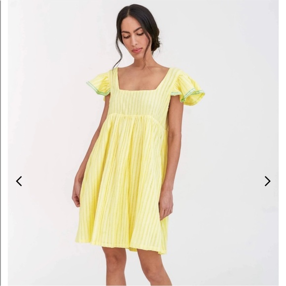 Pitusa Flutter Sleeve Babydoll Dress Yellow Size XS / Small Resortwear Cotton - Picture 1 of 9